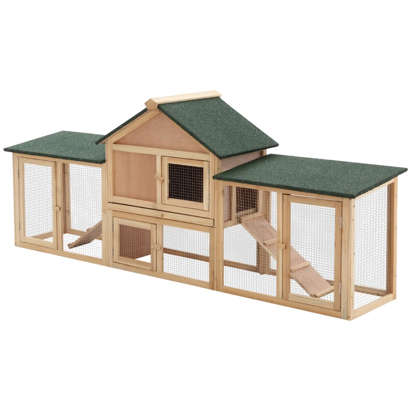 Cage en bois Maison extérieure pour lapins avec doubles pistes rampes coulissantes