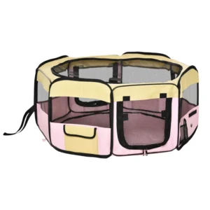 Parc de jeu de 36 pouces pour chiots et animaux d’exercice, espace portable pour chien, chat, parc de jeux pour animaux de compagnie, cage pour animaux, cage rose, sac de transport rose inclus