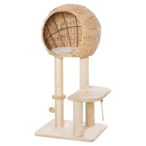 Arbre à chat de 39" en hauteur avec griffoir en sisal, condo, perchoir moelleux