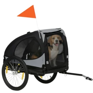 Remorque vélo avec attelage, roues à dégagement rapide, réflecteurs, drapeau pour chiens moyens