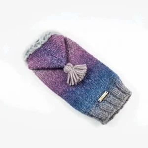 Gilet à capuche avec fourrure rose et bleu dégradé