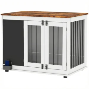 Meuble pour chiens, Table d’appoint pour grands chiens avec tableau noir, trois portes