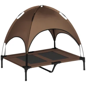 Grand lit surélevé pour chien lit pliant pliant de canopée pour chat d’extérieur avec sac de transport.