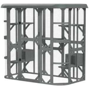Enclos extérieurs pour chats Catio, maison en bois de 71" avec plateformes, appartements et housse étanche.