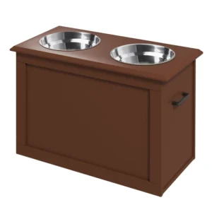 Gamelles pour chiens de avec rangement : 2 gamelles en acier inoxydable, base surélevée pour grands chiens.