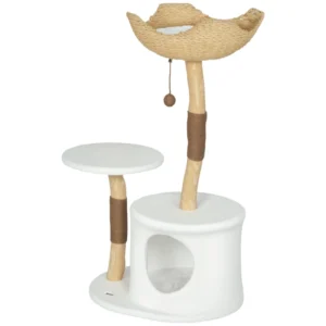 Arbre à chat en vrai bois de 40", tour pour chats adultes d’intérieur avec griffoirs, condo, perchoir, coussin lavable.