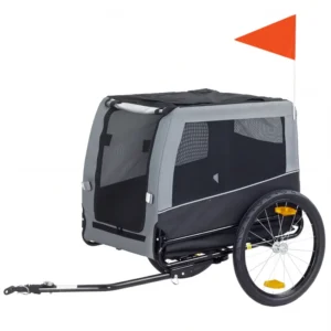 Remorque à vélo, cage de transport à vélo pour chariot pour animaux avec pieds de soutien, grandes roues, 2 portes.