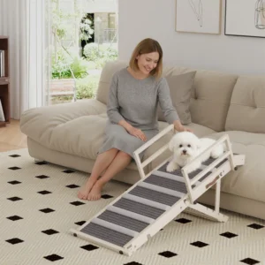 Rampe pour chiens, pliante pour animaux, 4 escaliers réglables de 15 » à 19 », avec rampes latérales pour chiens petits à grands.