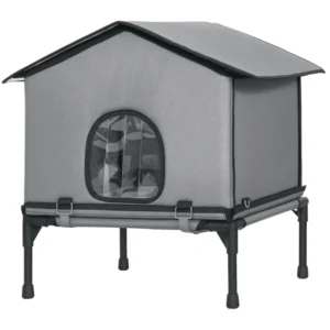 Maison extérieure pour chats niche étanche isolée avec base surélevée.