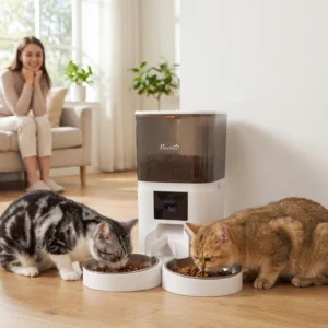 Mangeoire automatique pour 2 chats avec caméra HD, distributeur de nourriture pour animaux 2,4G et 5G, contrôle APP 6L