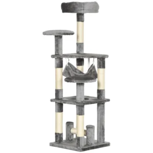 Arbre à chat à plusieurs niveaux Salon d’activités griffoir chatons Maison de jeu avec hamac