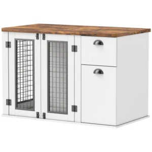 Meubles pour chiens avec doubles portes, tiroir de rangement, pour chiens moyens,