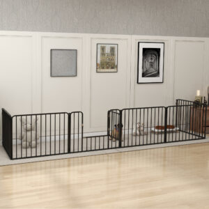 Clôture pour chiens de 6 panneaux de 24" de hauteur enclos d’exercice en acier pour animaux de compagnie Conception DIY pour petits chiens