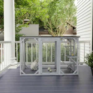 Enclos extérieurs pour chats Catio avec toit étanche, plateformes à plusieurs niveaux, serrure