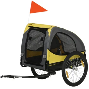 Remorque vélo avec attelage d’attelage, roues à déverrouillage rapide, réflecteurs, drapeau pour chiens moyens