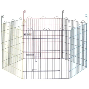 Parc de jeu en métal Clôture d’exercice pour chiens hexagonal portable multicolore.
