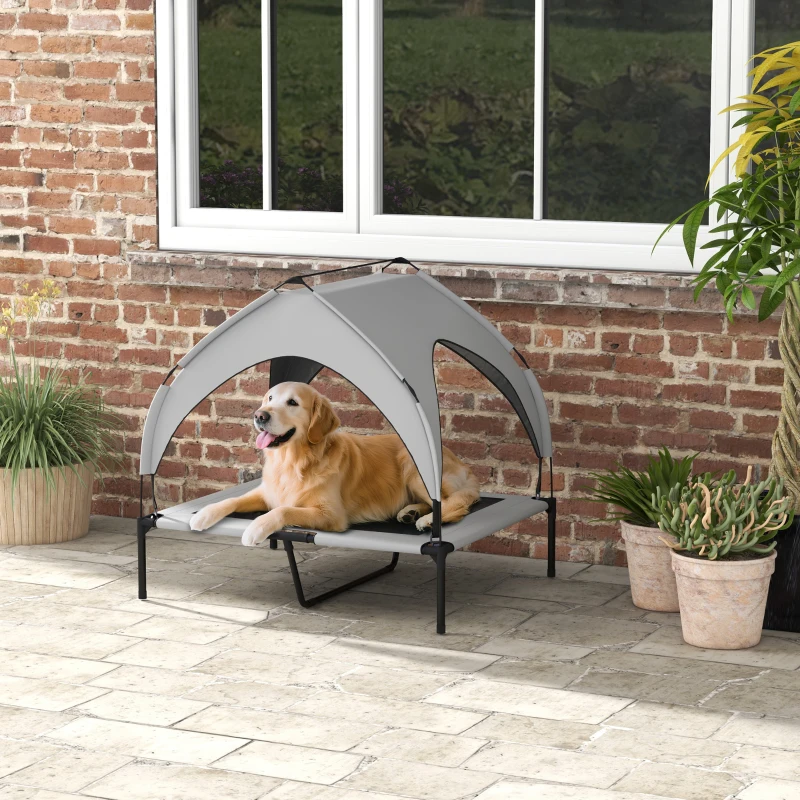 Lit de chien avec baldaquin en maille respirante lavable, pour chiens moyens et grands. – Image 3