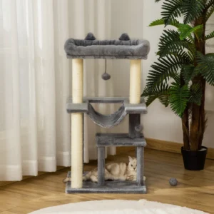 Arbre a chat avec plusieurs niveaux avec griffoir condo Hamac, jouet boule de lit.