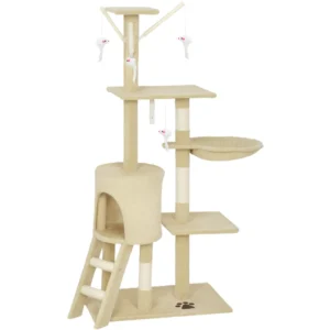 Tour d’arbre à chat de 53", centre d’activités pour chatons avec griffoirs, condo, perchoirs, échelle, hamac, jouets suspendus