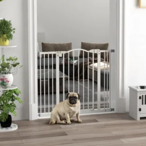 Porte pour chien extra haute avec porte, ajustement sous pression, fermeture automatique, double verrouillage pour les portes, couloirs, et escaliers.