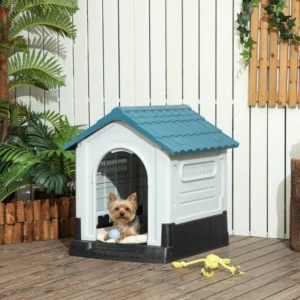 Niche extérieur pour chiens avec fenêtres, support de base, pour terrasse de jardin, chiens miniature.