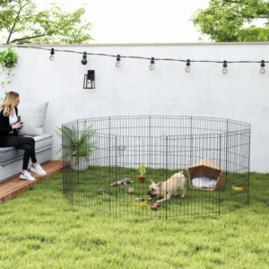 Parc d’exercice pliant en métal 24 pouces Cage pour chiots.
