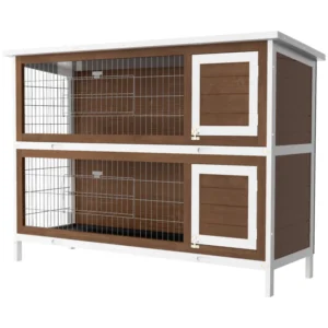 Clapier en bois 2 étages pour lapins.