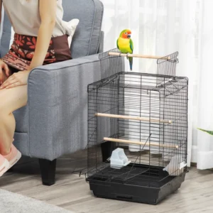 Cage à oiseaux 23"pour perroquets Enclos de jeu de maison avec table de jeu ouvert et bol de nourriture.