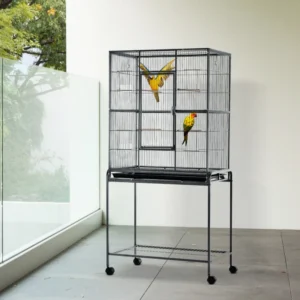 Grande cage à oiseaux en métal roulant Nichoir avec support roulant amovible