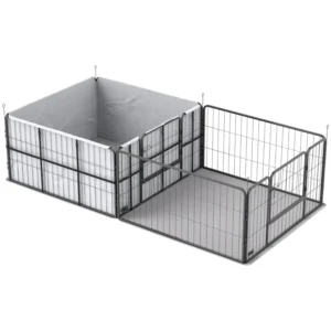 Parc de jeu 7 panneaux pour bébé pour chiens avec serviettes toilettes lavables.