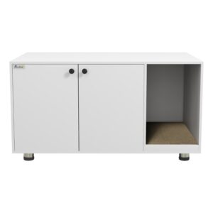 Meubles de litière, cachés pour toilettes pour chats avec doubles portes et grattoir.