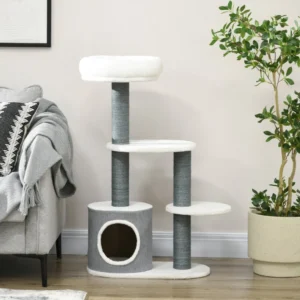 Arbre à chat de 39", centre d’activités pour chats à plusieurs niveaux avec griffoirs, condo, perchoir supérieur, plateformes.