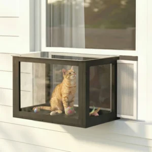 Terrier extérieur Catio Logement à chat ajustable Dessus imperméable pour fenêtre 24 »