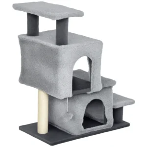 Escalier 4 marches pour chat à hauteur réglable avec griffoirs, appartement pour chat, balle suspendue pour lit haut.