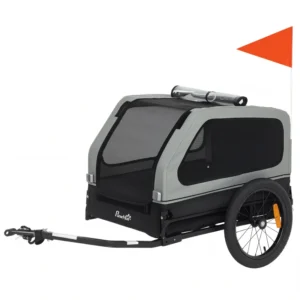 Remorque vélo Dog pour petits et moyens chiens jusqu’à 44 lbs, attelage universel pour vélo, hayon arrière rabattable.