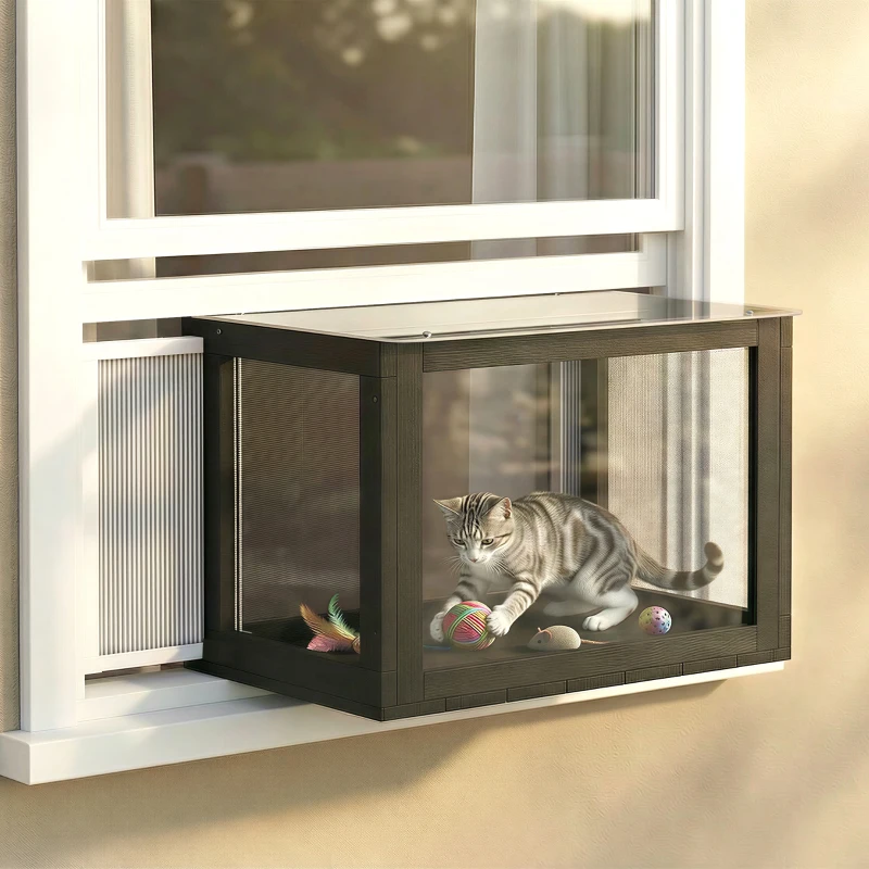 Terrier extérieur Catio Logement à chat ajustable Dessus imperméable pour fenêtre 24 » – Image 3