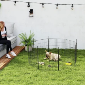 Parc de jeu pour intérieur et extérieur, clôture robuste avec porte, 23,6" de haut, 8 panneaux.
