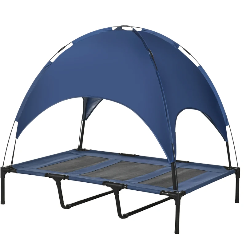 Lit surélevé avec auvent, lit de camp portatif surélevé pour chiens taille XL, intérieur et extérieur. – Image 5