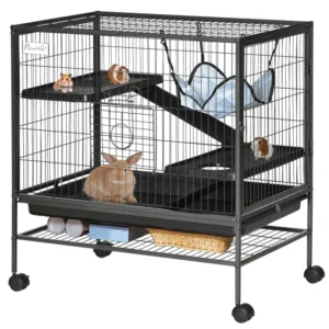 Cage pour petits animaux avec hamac, plateau amovible pour cage à 3 étages