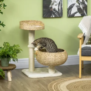 Arbre à chat de 28" avec griffoir, tour pour chats avec lits doubles.