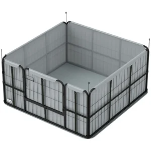 Boîte à mise bas pour chiens 4 panneaux avec tissu Oxford pare-vent 600D, tapis lavable, pour chiens.