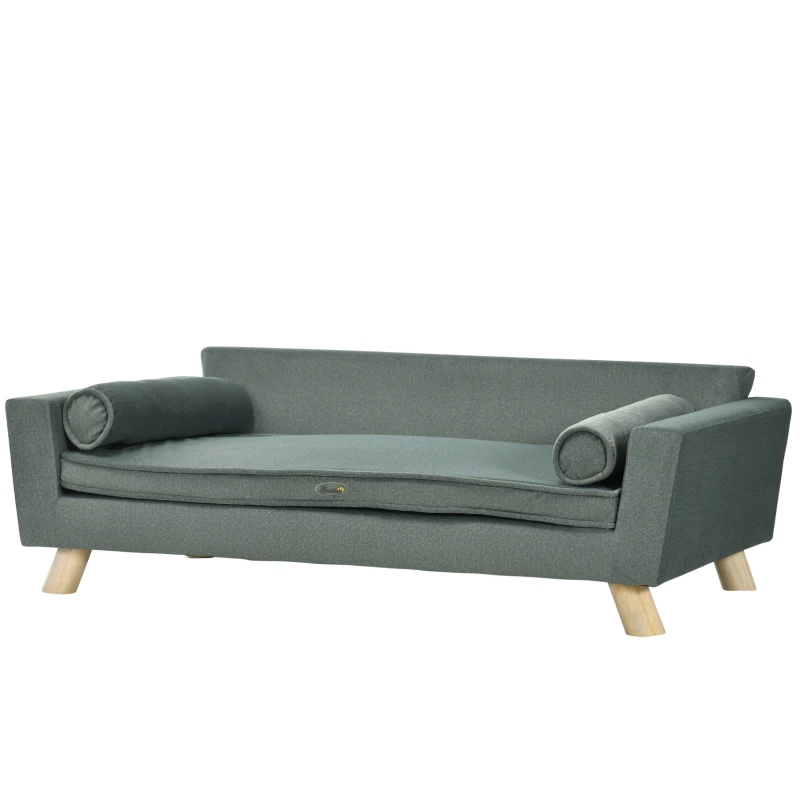 Canapé-lit pour chiens avec oreillers amovibles, canapé en mousse pour animaux avec coussin lavable amovible, tissu résistant à l’eau.
