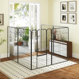 Parc pour animaux Heavy Duty, 16 panneaux, enclos d’exercice pour chiots en acier avec 2 portes verrouillables, hauteur de 47"