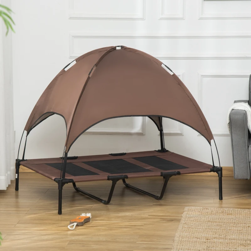 Lit surélevé avec auvent, lit de camp portatif surélevé pour chiens taille XL, intérieur et extérieur. – Image 3