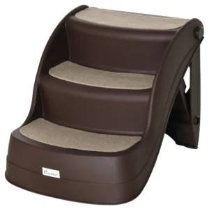 Escalier pour petits chiens et chats – 3 marches pliantes avec surface antidérapante, idéal pour lit, sofa et fauteuil