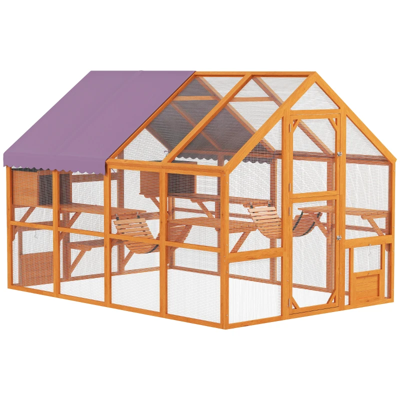 Terrarium extérieur pour chats Maison sauvage en bois avec auvent étanche, ponts, bacs de repos, plateformes, pour 3 à 6 chats. – Image 4