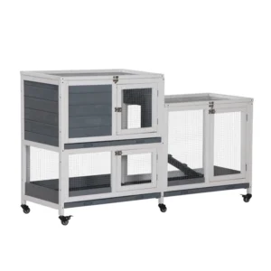 Clapier en bois surélevée pour avec plateau coulissant Porte verrouillable Dessus ouvrable pour intérieur.