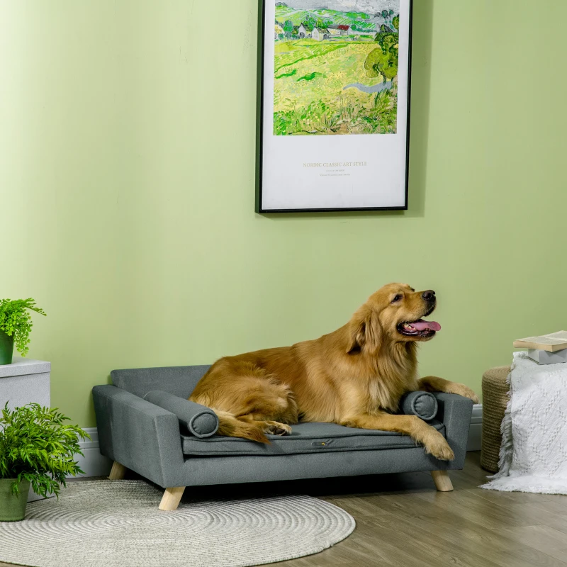 Canapé-lit pour chiens avec oreillers amovibles, canapé en mousse pour animaux avec coussin lavable amovible, tissu résistant à l’eau. – Image 3