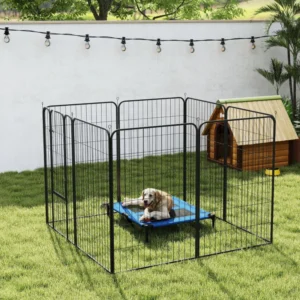 Parc de jeu 8 panneaux Clôture de jardin de jeu maison Métal robuste pliable intérieur extérieur 47"H