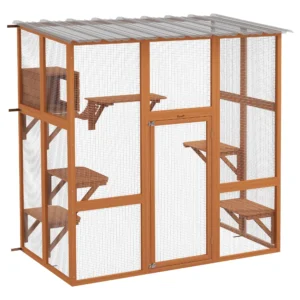 Jardinière extérieure pour chats avec toit étanche, pont, boîte de repos, plateformes.